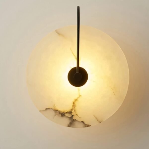 Nordic Style Stone Wall Lamp Natural Marble Lampshade Wall Sconce Metal Base Indoor Interior Wall Lights Chinese Style for Living Room Dinning Room Corridor Study Home Lighting Decoration