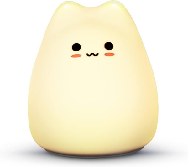 Cat Night Light, Cute Nursery Color Changing Night Light with Tap Control, Battery Powered Squishy Silicone Soft Cat Lamp Christmas Gifts