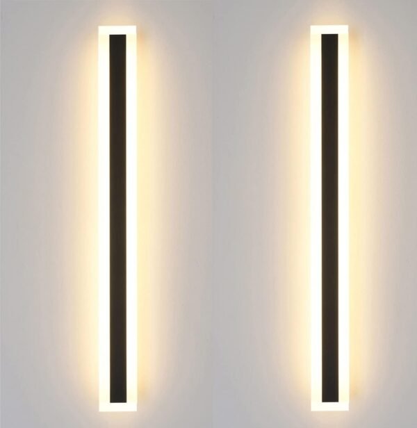 2Pack Outdoor Wall Lights 32inch 24W IP65 Frosted Acrylic LED Modern Wall Lamp Fixture Rectangular Black Wall Lights Suitable for Bathroom Balcony Porch Courtyard