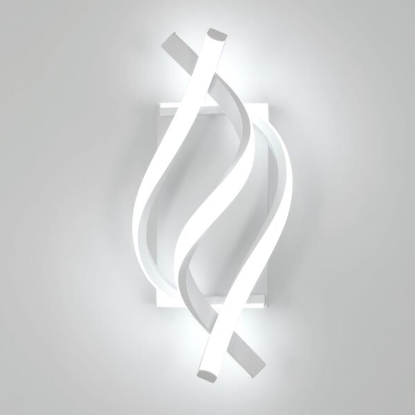 Wall Sconces, Spiral Modern LED Wall Sconce Lighting, 6500K Cool White Indoor Wall Light, Acrylic LED Wall Lamp for Bedroom, Bathroom, Living Room, Hallway, Balcony (White)