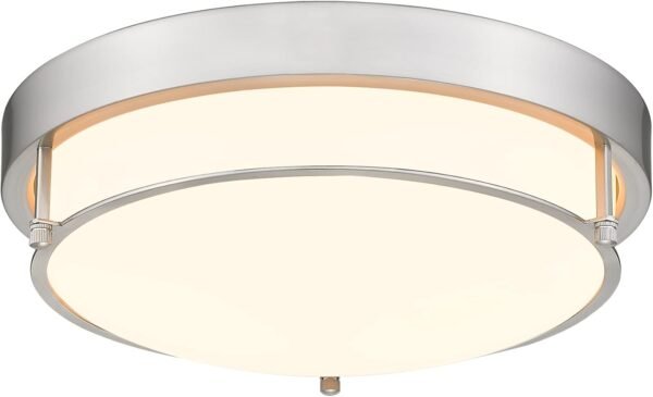 Close to Ceiling Light Fixtures, Bushed Nickel Farmhouse Ceiling Light with 2 Light for Laundry Kitchen Bedroom Bathroom, 4822-BN