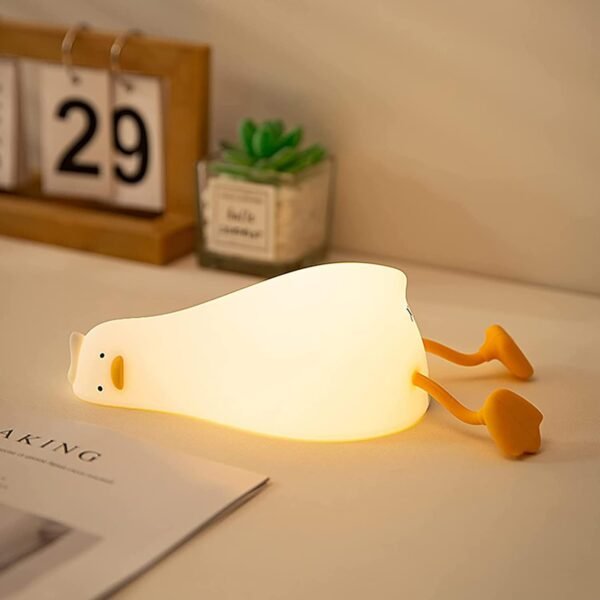 Lying Flat Duck Night Light, 3 Level Dimmable Nursery Nightlight,Cute Lamps Silicone Squishy Light Up Duck,Rechargeable Bedside Touch Lamp for Breastfeeding Toddler Baby Kids Decor