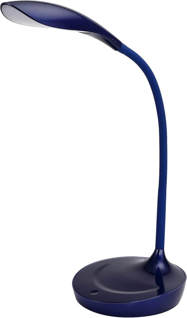 Gooseneck Desk Lamp with USB Charging Port, 3 Dimming Levels, Touch Control, Blue