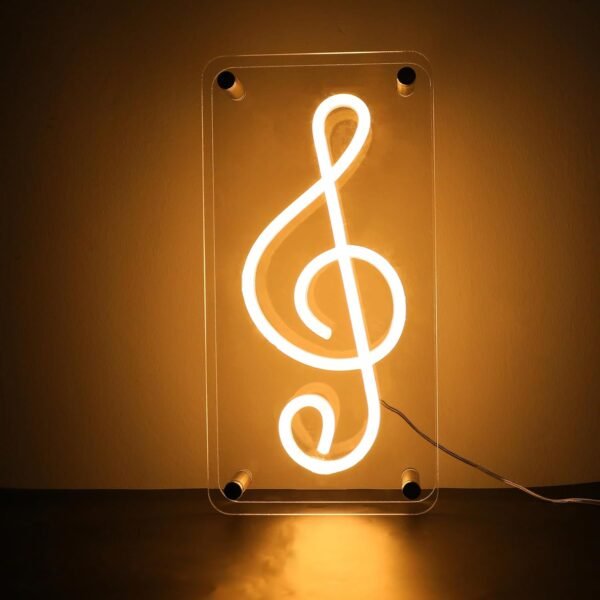 Music Note Neon Sign, Wall Neon Signs USB Powered Music Note Lights Double-Layer Acrylic Light for Girls Room Party Kids Room Decoration Christmas Birthday Gift