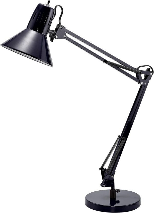 Swing Arm Desk Lamp, Metal, 36" Reach with Multi-Joint Adjustment, Includes Replaceable  Bulb , Black