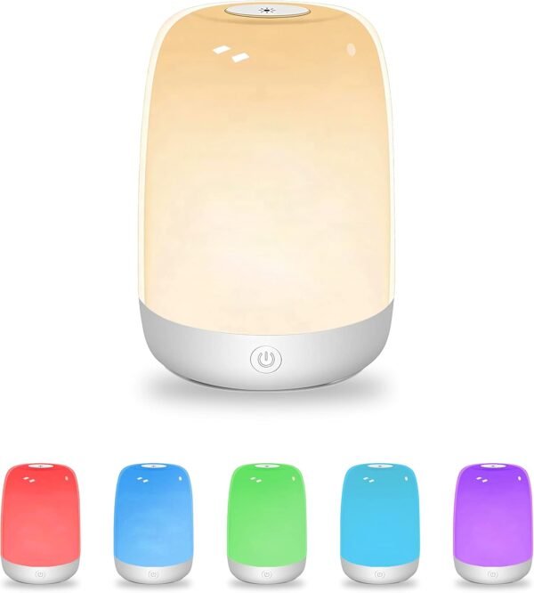 Touch Sensor Rechargeable Night Light Table Lamps for Bedrooms Dimmable Warm White Light & Color Changing Great Gift for Kids