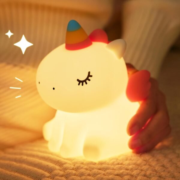 Cute Night Light for Kids, Silicone Rechargeable Night Light - 3 Level Dimmable Bedside Touch Lamp, Bedside Lamp for Baby and Toddler, for Gift Boys Girls and Children