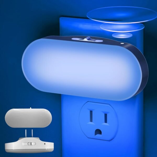 Blue Night Light, Auto On/Off, 0-100 LM Adjustable Brightness, Dimmable Plug Into Wall Light Light Night Light for Kids Room, Bedroom Night Light, Stair Lights, Blue, 1W, 2 Pack