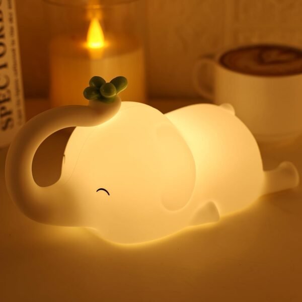 Elephant Lamp, 3 Levels Dimmable Silicone Night Light for Kids, Rechargeable Animal Lamp, Squish Light with Touch Control, Silicone Lamp for Breastfeeding Toddler Kids Decor