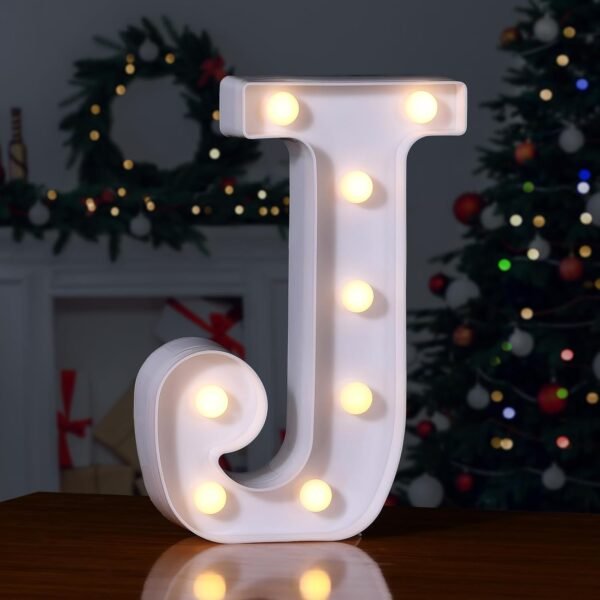 Letter Lights Sign Marquee Light Up Letters Sign for Night Light Wedding/Birthday Party Battery Powered Christmas Lamp Home Bar Decoration(J)