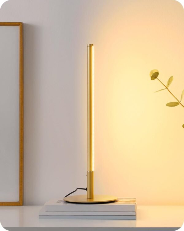 LED Table Lamp, Dimmable Bedside Lamp with 3 Colour Temperature, Touch Controller, Minimalist Lamp for Bedroom, Living Room, Corner Lighting, Gift, Reading, Metal Finish, Gold, 6W