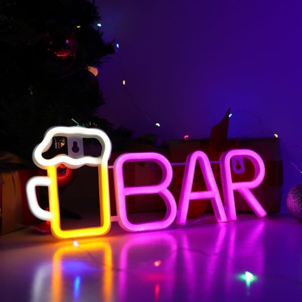 Neon Bar Signs,Beer  Light for Wall Decor, USB/Battery Powered Bar Neon Signs,Beer Light for Man Cave, Bar Signs for Home Bar, Bistro, Party, Club, Home Theater(Pink)