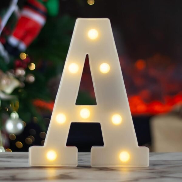 Marquee Letters, White 26 Alphabet Light Up Letters, Battery Powered  Letter Lights for Birthday Party, Christmas Night, Home, Bar, Graduation, Wedding Decoration(A)
