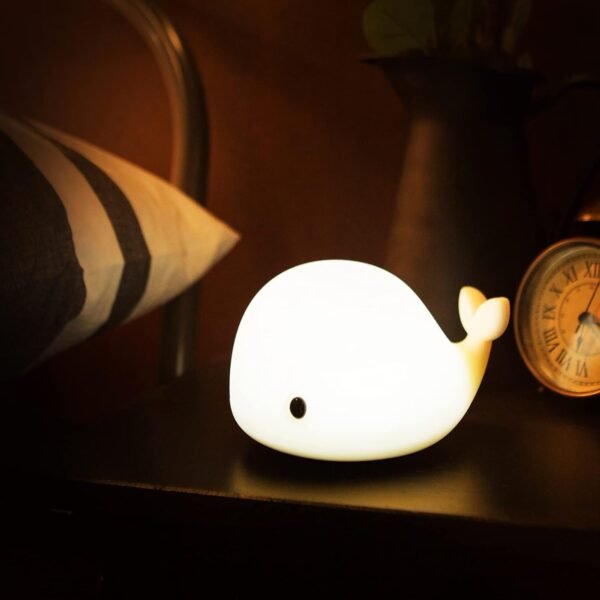 Cute Whale Night Light for Kids,Kawaii Baby with 7  Colors Changing,Tap Control Nursery Squishy Lamp,USB Rechargeable,Birthday Gifts Baby,Girls,Boys,Toddler,Children-