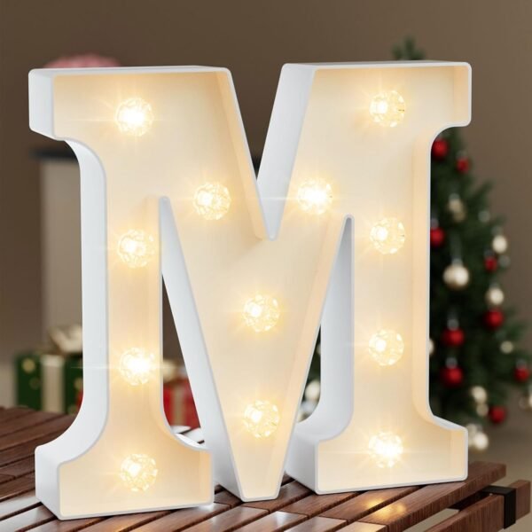 Light Up Letters,  Letter Lights 26 Alphabet, Diamond Bulb Marquee Light Up Letters, Lighted Letter Sign Night Light for Home Party Wedding Birthday Graduation Decor-M