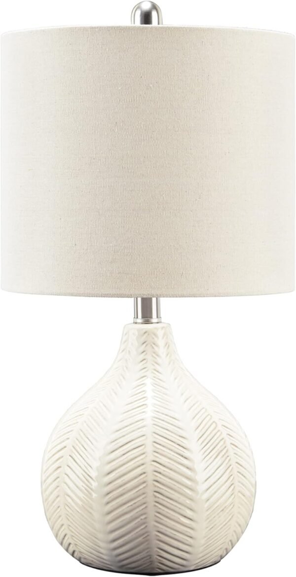 Signature Design by  20" Modern Herringbone Ceramic Table Lamp, Off White