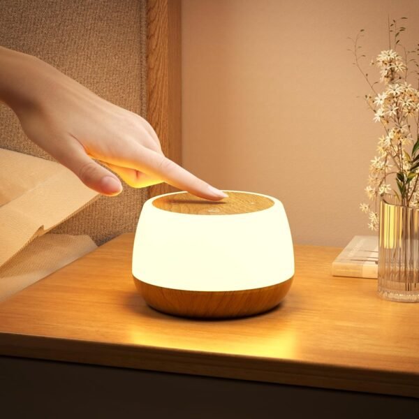 Kids Night Light Touch, Rechargeable Bedside Lamp Stepless Dimmable, 3 Modes & 9 Colors Changing, Portable Touch Table Lamp with Timing & Memory, Soft Eye Caring Night Lamp for Adults