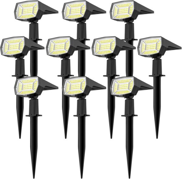 72 LEDs Solar Spot Lights Outdoor Waterproof, 3 Modes Landscape Spotlights, Dusk to Dawn Solar Powered Flood Wall Lights for Outside, Solar Garden Lights for Yard Porch 10 Pack (Cool White)