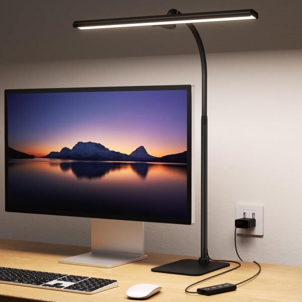 Desk Lamps for Home Office, Tall Desk Light with Base, Flexible  Adjustable Height 5-Level Dimmable Brightness & Color, Architect Lamp for Working,Reading,Crafting,Study