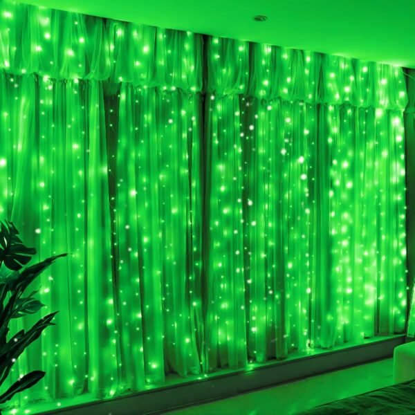 300LED Green Fairy Curtain Hanging Lights with Remote 8 Modes Timer for Bedroom, 9.8x9.8Ft USB Plug in Christmas Fairy String Lights for Outdoor, Weddings, Party, Garden, Wall, Decorations