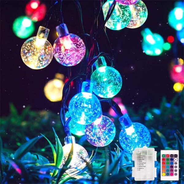 RGB  String Lights Fairy Lights Battery Operated 26ft 60LED String Lights with Remote 16 Colour Changing Garden Lights Waterproof Indoor Outdoor Decorative Lights for Garden Patio Home