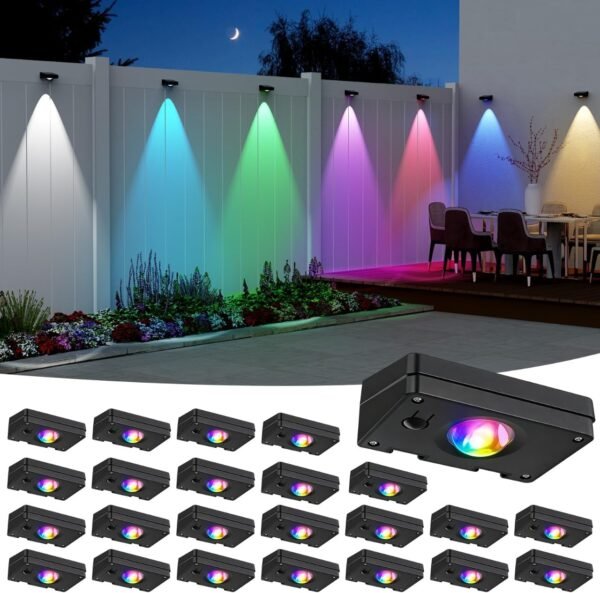 Solar LED Wall Light,RGB Color Changing Spotlight - Waterproof Outdoor Garden Path Lighting, 10 Modes Auto On/Off, IP44 ABS Material, 30H Runtime No Wiring Needed for Yard & Courtyard (24)