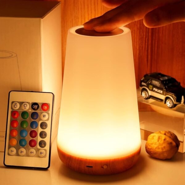 Table Lamp, Portable Touch lamp Sensor Control Bedside Lamps with Quick USB Charging Port, 5 Level Dimmable Warm White Light & 13 Color Changing  Night Light for Bedroom/Office/Hallways