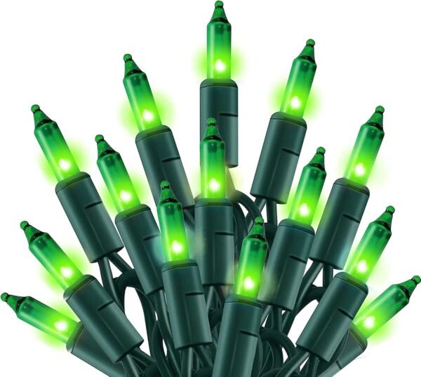 Green Christmas Lights, 18.5FT 100 Count Incandescent Halloween Lights, Waterproof St. Patrick's Day Decorations for Outdoor Indoor Xmas Tree Patio Home Party Garden Yard Decor