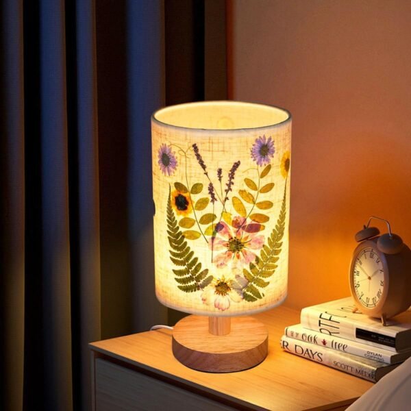 Dried Flowers Table Lamp，Handmade DIY Pressed Nature Flowers Lamp for Bedroom Living Room, Dorm, Home, Office Décor(4 Colors) (Purple)