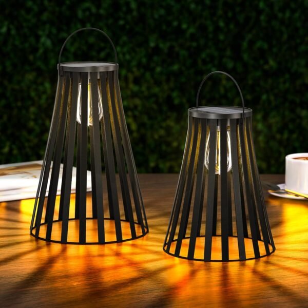 2 Pack Metal Solar Lanterns Outdoor Water-Resistant with Light Sensor Auto-On at Dusk Hanging Solar Lanterns Decor Gifts for Women Mom Grandma Garden, Yard, Patio, Backyard, Porch, Courtyard