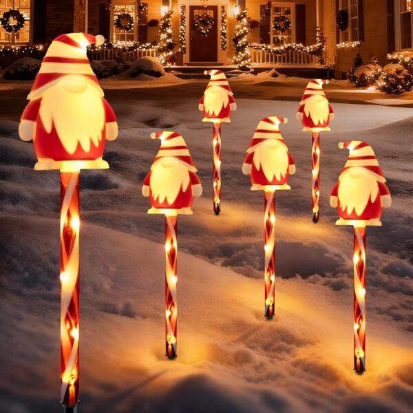 5 Packs Christmas Elf Solar Garden Light with 8 Light Modes, 15.75 Inches Tall Christmas Patio Outdoor Light, IP65 Waterproof, Auto ON/Off, Solar Xmas Light for Pathway, Courtyard