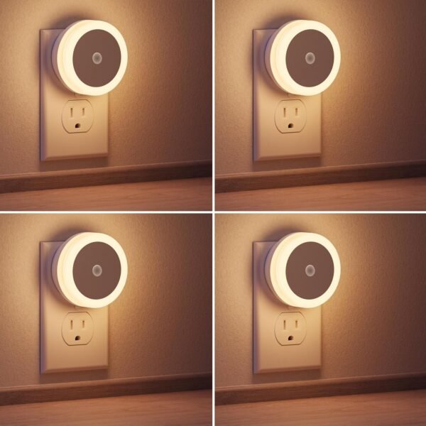 Baby Night Lights Plug into Wall [4Pack], Nightlight with Light Sensors for Kids Room, Bathroom Stair Lights, Hallway Light, Warm White