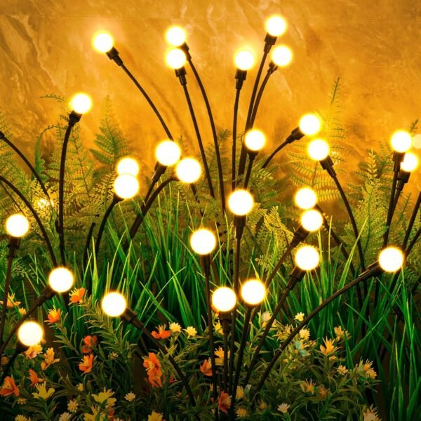 Solar Lights Outdoor(12-Pack, 96 LEDs), Solar Garden Lights, Outdoor Decorations, Firefly Light for Patio Decor, Big Bulb, Unique Gifts for Women, Gifts for Grandma